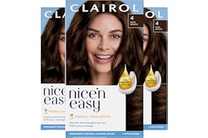 Clairol Nice'n Easy Permanent Hair Dye, 4 Dark Brown Hair Color, Pack of 3
