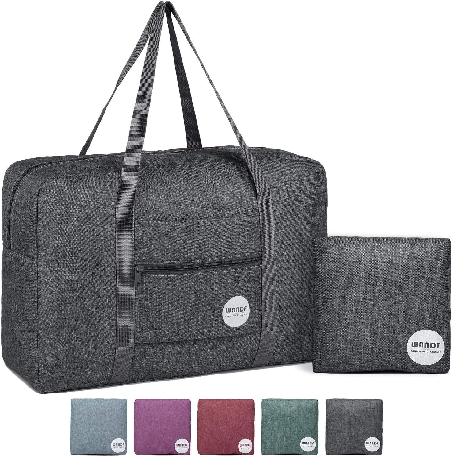 WANDF Foldable Travel Duffel Bag Luggage Sports Gym Water Resistant