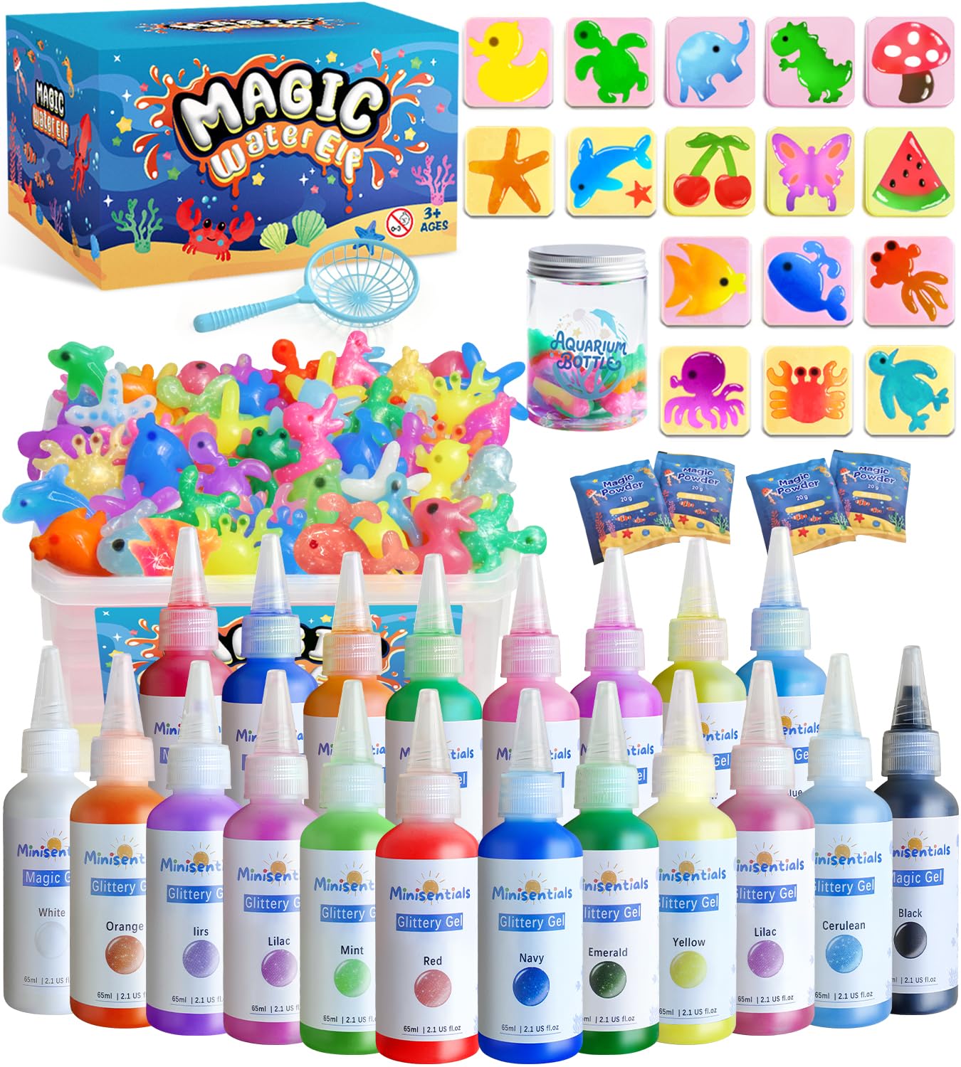 Photo 1 of Magic Water Elf Toy Kit - Magic Gel Water Pets with Aquarium Bottle - Make Your Own Squishies Crafts Toys - Crafts Kit for Kids Christmas Gifts Birthday for Girls Boys Age 6 7 8 9 10 Years Old