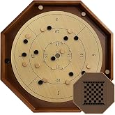 30 Inch Tournament Crokinole Board Game with 22&rdquo; Playing Surface, Metal Peg | 2 in 1 Crokinole and Checkers, Wooden Octagon Canadian Tabletop Board Game Krokinole for Families and Friends