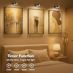6Pcs Picture Lights for Wall Battery
