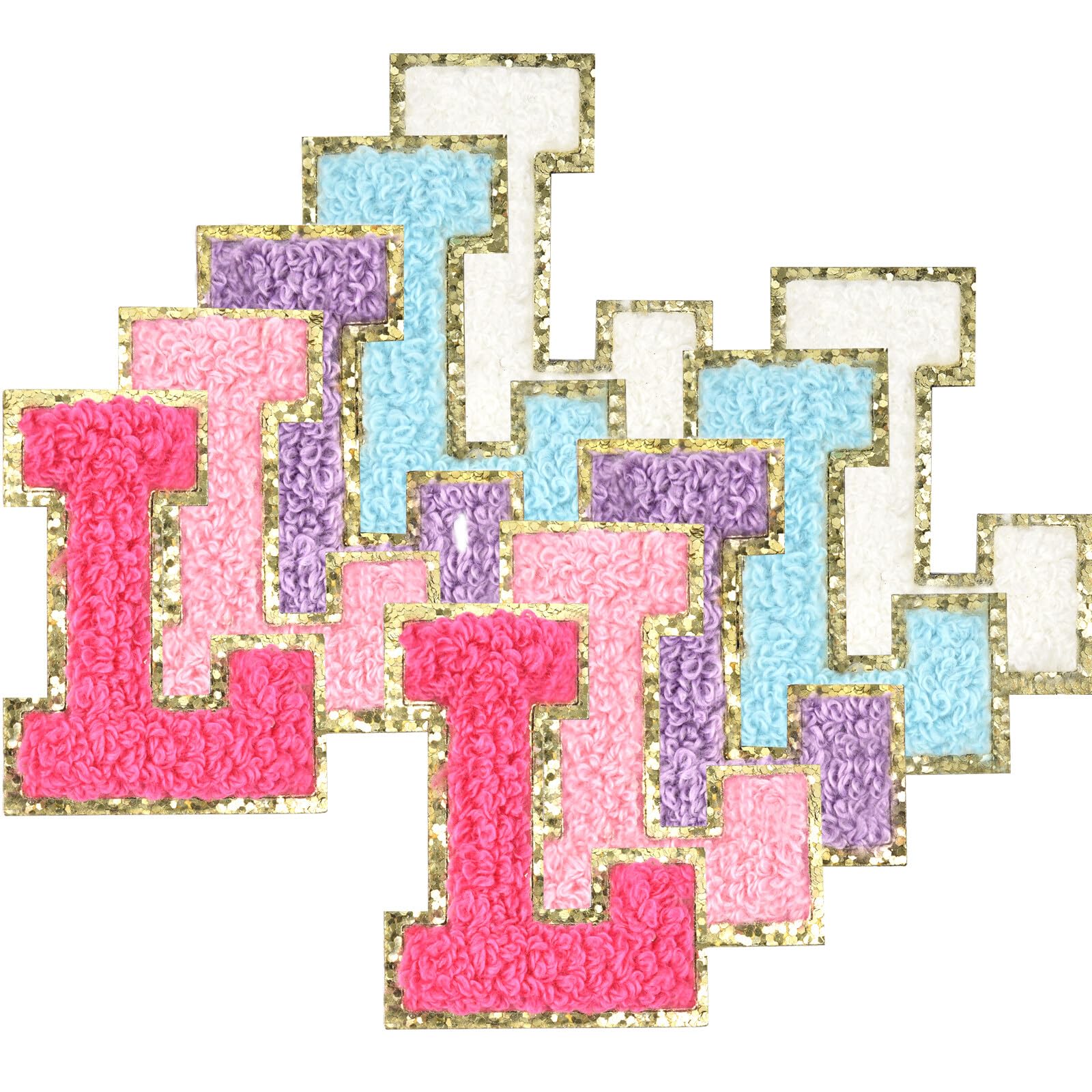 Photo 1 of 10Pcs Self Adhesive Chenille Letter Patches Iron on Varsity Preppy Letter Patches Stick on Glitter Fuzzy Letters for Clothing Bag Laptop Phone Case?L?