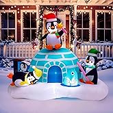 PRESENCE Inflatables Igloo LED Light Up Penguin Fishing, Christmas Blow Up for Garden Lawn Holiday
