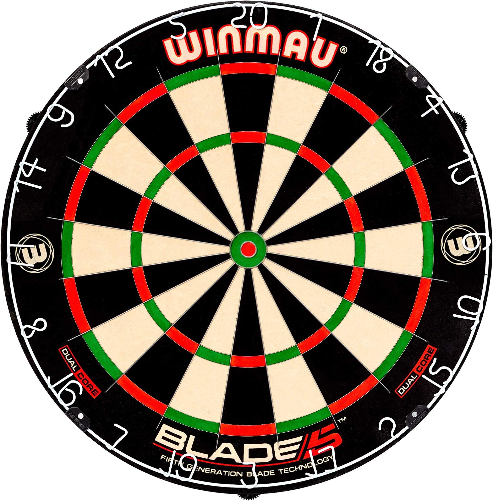 Winmau Blade 5 Dual Core Bristle Dartboard with Increased Scoring Area and Improved Dart Deflection for Reduced Bounce-Outs