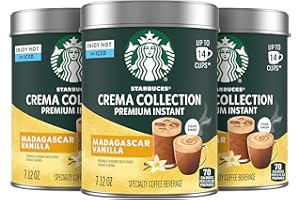 Starbucks Crema Collection Premium Instant Madagascar Vanilla Flavored Instant Coffee, 100% Arabica Beans, 3 Tins (7.12 Oz Each)