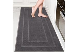 PURRUGS Machine Washable Kitchen Runner Rug 32" x 70", Non-Slip/Skid Hallway Runner Rug, Super Absorbent Soft Area Rug for Kitchen, Hallway & Laundry, Rolled Packaging, Grey