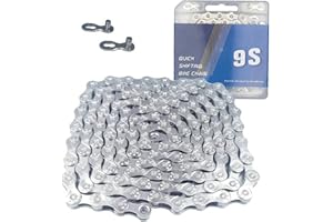 RAINFLOWWER 6/7/8/9/10/11/12 Speed Bike Chain – High-Strength, Durable & Smooth-Shifting for Road/Mountain Bikes (9-Speed)