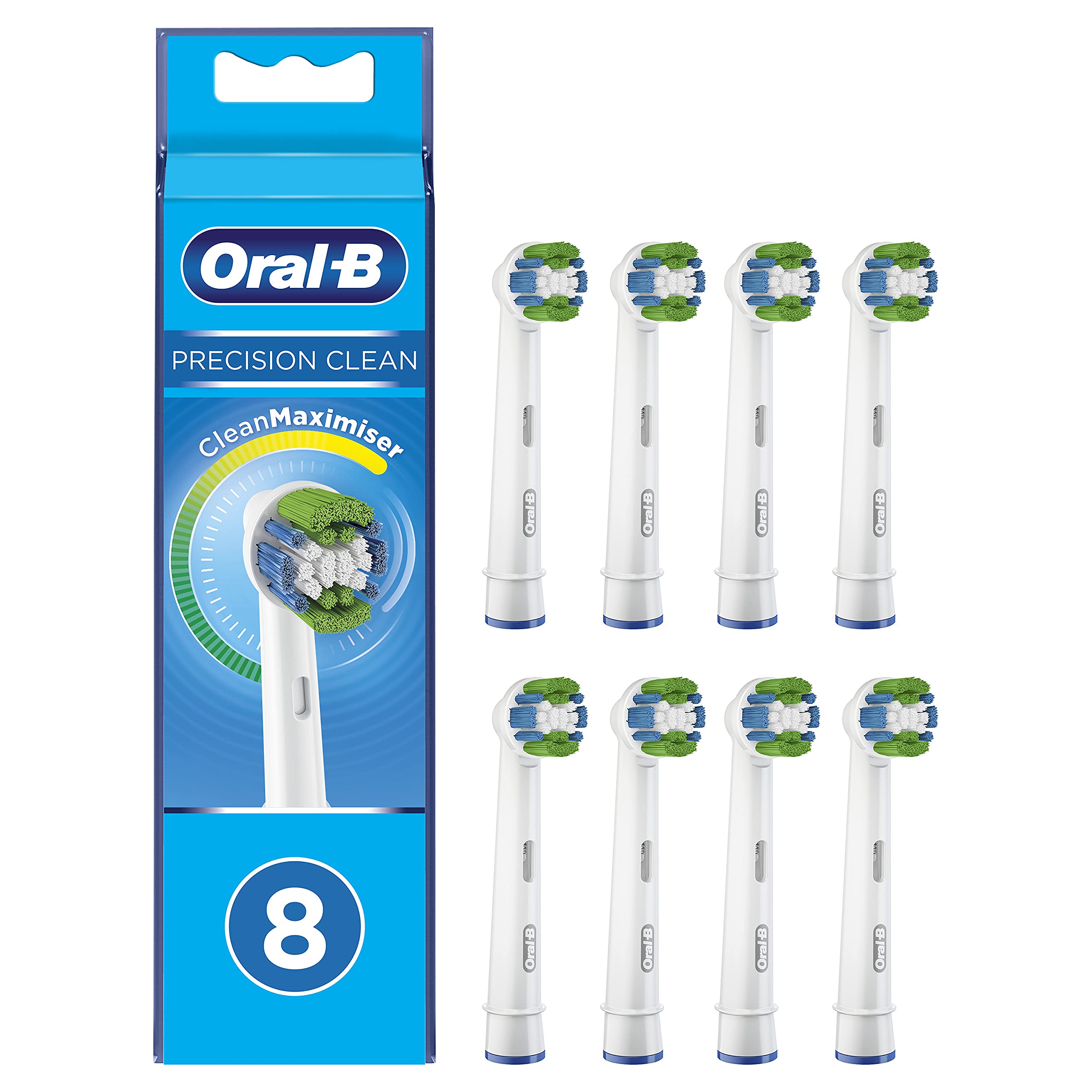Oral-B Precision Clean Electric Toothbrush Heads, Pack of 8, with CleanMaximiser bristles for Optimal Dental Care