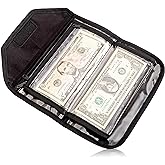 Sparkle Nook Money Wallet Organizer - 6 Zippered Pouch Multipack, Cash Envelopes for Budgeting and Savings (Black)