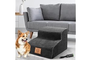 Almcmy Foam Dog Stairs for Small Dogs, 2-Step Pet Stairs Dog Ramp, Pet Steps for Couch Bed, Non-Slip Pet Ramp Dog Steps for Older Cats, Injured or Disabled Pets - Send 1 Lint Roller