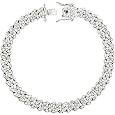 Cuban Link Chain Bracelet Anklet for Women Men, 18K Gold/White Gold Plated Iced Out Rhinestones Filled Punk Hip-hop Ankle Bracelets