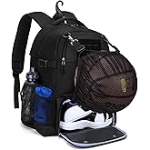 DSLEAF Basketball Bag Backpack, Soccer Bag Backpack with External Ball Net, Basketball Equipment Bag with Separate Shoe Space for Basketball, Soccer, Volleyball, Sport Training