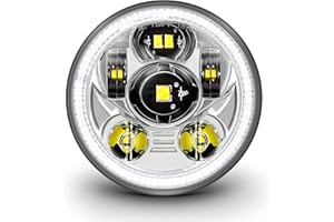 ONLINE LED STORE TRUE MODS 5.75" Harley LED Headlight for Harley Davidson [Chrome-Finish] [HALO DRL] [DOT Compliant] Round LED Motorcycle Headlight Dyna Street Bob Super Wide Glide Low Rider Night Rod Train Softail