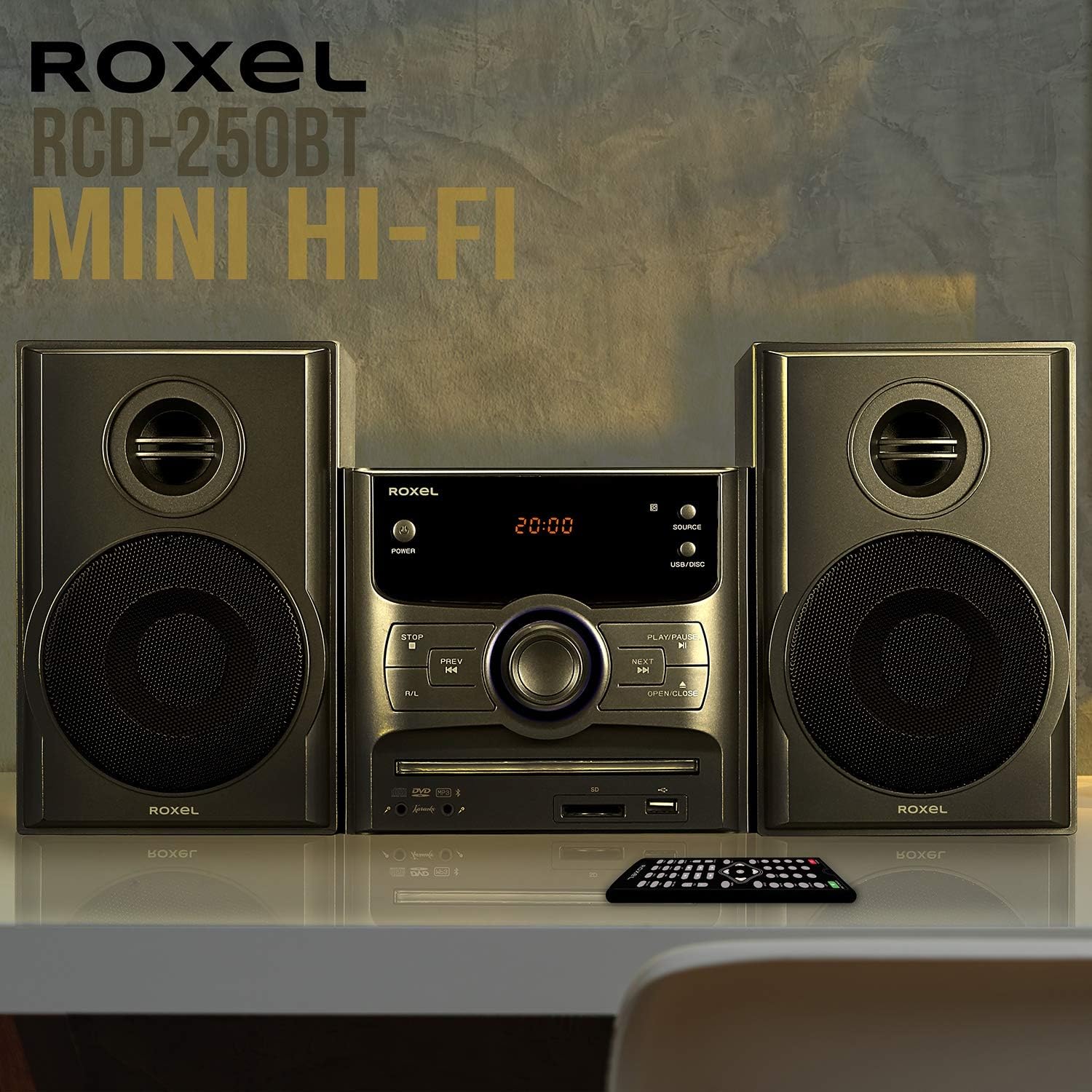 Roxel RCD-250BT All in One Compact Micro Hifi CD Player, Mini stereo, DVD player, Karaoke function, Remote Control - Image 5