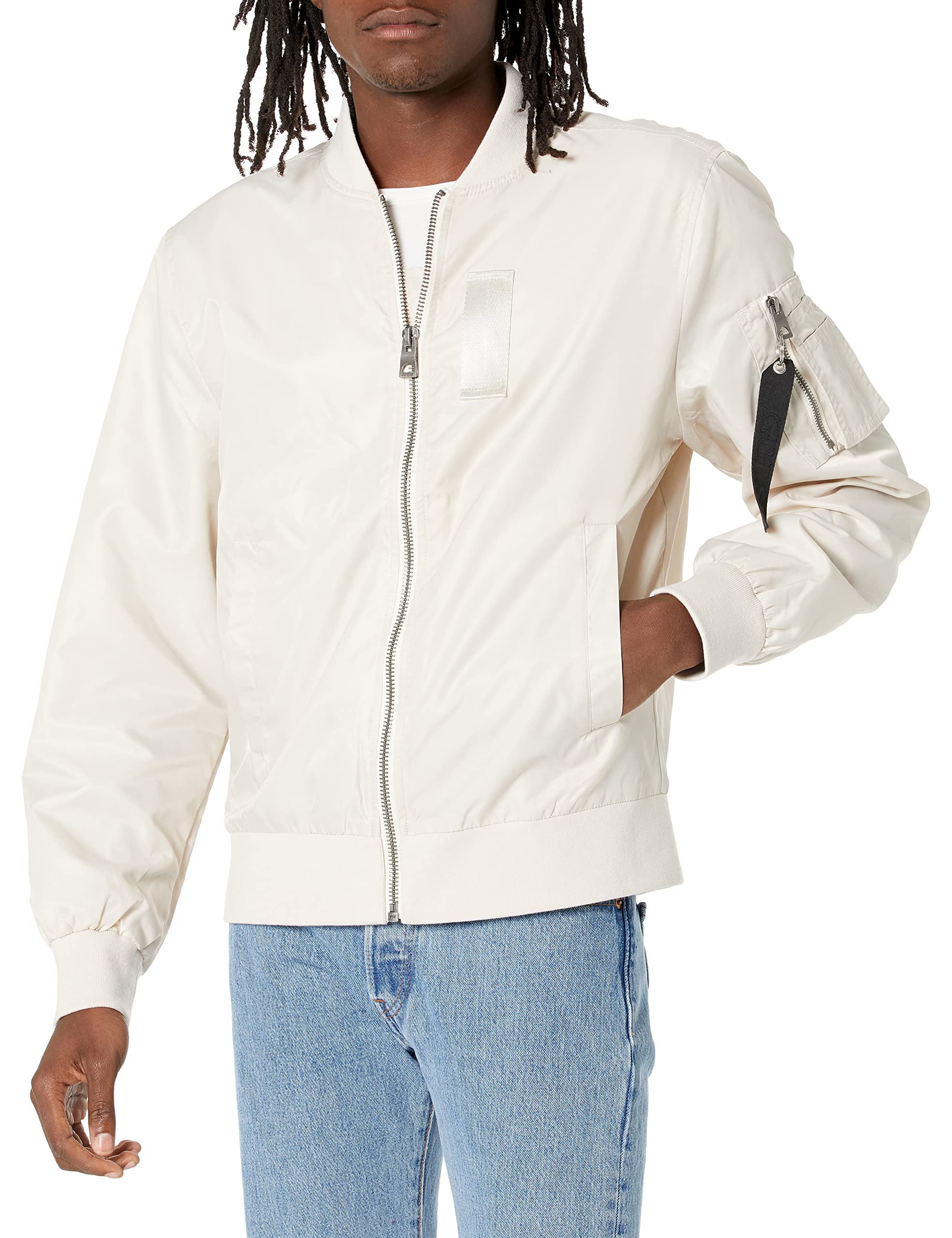 Photo 1 of GUESS Men's Nylon Flight Jacket, Muted Stone, XX-Large