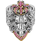 Yumikoo Lion Ring for Men Titanium Stainless Steel Open Adjustable Ring