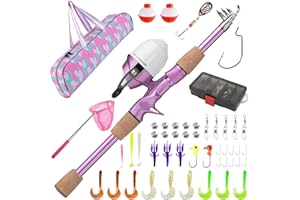 WIDDEN Kids Fishing Pole, Portable Telescopic Kids Fishing Poles for Boys and Girls, Fishing Rod and Reel Combo Kit with Tackle Box Bag Net, Best Fishing Pole for Toddler Youth and Beginners