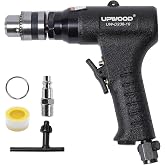 Heavy Duty 3/8&rdquo; Reversible Keyed Air Drill, One-Hand Forward &amp; Reverse Controls, Handle Exhaust Built-in Speed Control Regulaor (3/8 Reversible Drill)