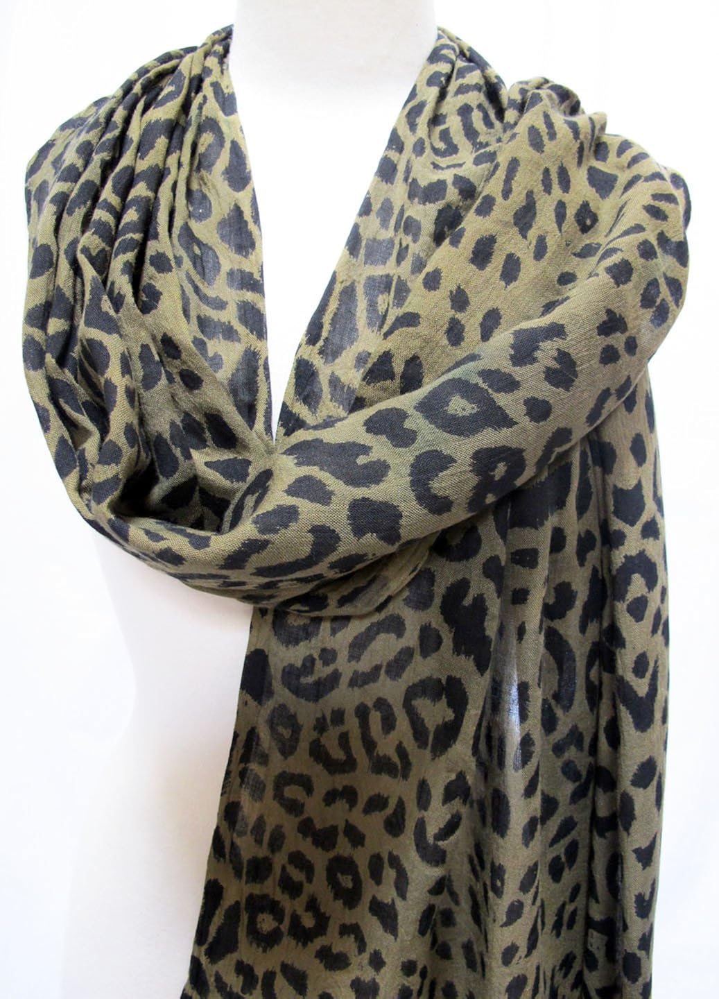 dark green leopard print scarf