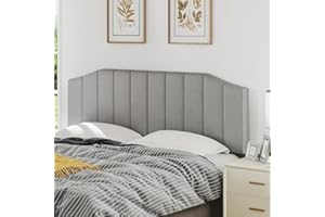Furpopup King Size Headboard Only, Velvet Upholstered Headboard King/California King Size Wall Mount and Bed Frame Mount, Featuring High-Density Sponge Padding Easy Assembly Comfort Style-Light Gray