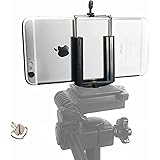 Cell Phone Tripod Adapter - iPhone Tripod Mount – SE 8 X 7 6 6S Plus 5 5S 5C 4 4s Clip Holder Connector Head Smartphone Attachment Samsung Galaxy S8 S7 S6 S5 S4 S3 S2 - DaVoice (Black)