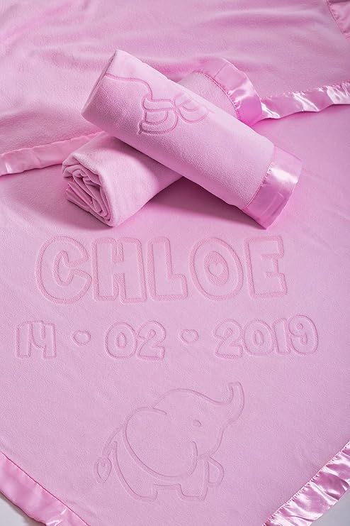 Couverture Bebe Personnalisee Au Nom Et A La Date De Naissance De Bebe Pour Nouveau Nes Couverture Respirante Pour Garcons Et Filles Taille xcm Elephant Bleu Couvertures Et Couvertures D Emmaillotage Matelas Et Linge De