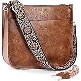 HKCLUF Crossbody Bags for Women Trendy Vegan Leather Hobo Handbags With 2PCS Adjustable Guitar Strap Shoulder Bucket Bags