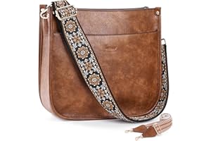 HKCLUF Crossbody Bags for Women Trendy Vegan Leather Hobo Handbags With 2PCS Adjustable Guitar Strap Shoulder Bucket Bags