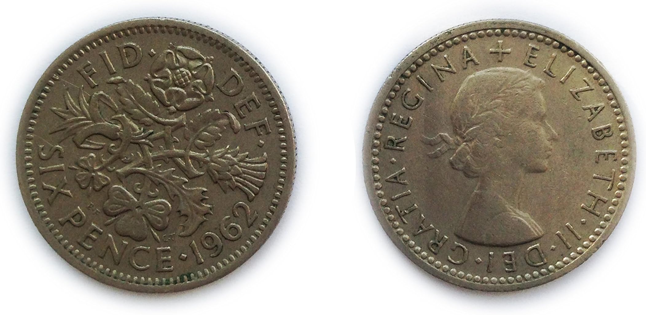PLESIU Coins for Collectors - Circulated British 1962 Sixpence/Six Pence 6p Coin/Great Britain