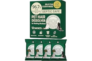 Seedshub Pet Hair Dissolver for Washing Machine, Pet Hair Remover for Laundry, 96.7% Dissolution Rate, Cat & Dog Hair Remover, 12 Sachets, Up to 12 Months of Use, HE/Top/Front-Load Compatible