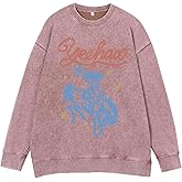 Cayxatiu Western Sweatshirts for Women Vintage Cowgirl Sweatshirt Acid Wash Cowboys Crewneck Horse Graphic Country Pullover