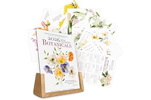 TODO BIEN DESIGN INC. 2026 Desk Calendar - Botanical Watercolor Monthly Calendar, Made in USA, 5x7 pages with motivational quotes, wooden Easel for Home Oﬃce School, Holiday New Year Gift (2026 Botanical - 02, U-Shape Stand)