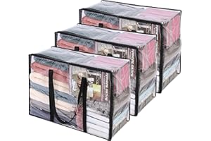 Vieshful 3 Pack Clear Clothes Storage Bag, 40L Plastic Blanket Storage Bag with Zipper, Foldable Closet Organizer, Moving bags for Comforter, Blanket, Bedding, Duvet, Toys