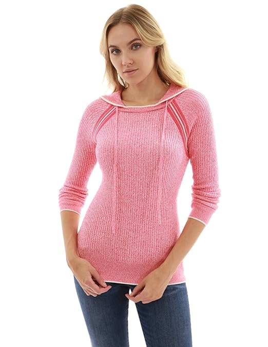 PattyBoutik Damen attraktiver Raglan Strickpulli mit Kapuze und Langen Ärmeln