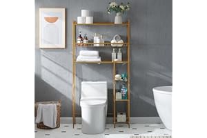 LAUREN HAROLD Lauren&Harold Over Toilet Bathroom Organizer 33",6-Tier Over The Toilet Storage Cabinet,Over The Toilet Storage Shelf for Restroom,Laundry (Champagne Gold)