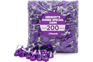 JO SWEETS Hershey Kisses Special Dark Chocolate Kisses -2 Pounds Of 200 Purple Hershey Kisses Bulk - Individually Wrapped Purple Candy Chocolate Kisses Bulk