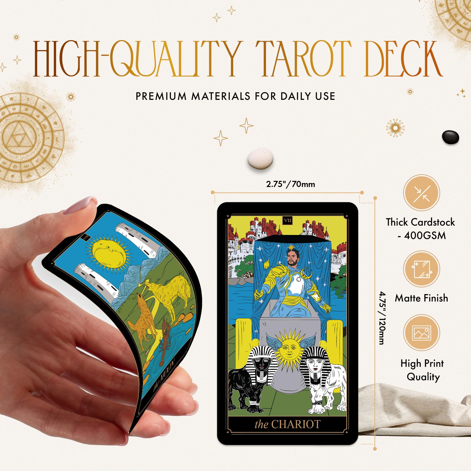 Mua Wyspell Modern Tarot Cards with Guide Book for Beginners - Gold ...