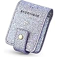 BYOOTIQUE Makeup Lipstick Case Portable Lip Gloss Cosmetic Pouch Lipstick Holder Makeup Organizer with Built-in Mirror Makeup Bag for Purse Mini Bag Travel, Glitter Purple