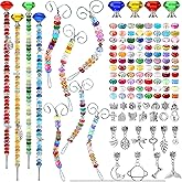 Silipull 227 Pcs 14 Inch Garden Stakes Decorative DIY Wand Garden Stakes Wands with Diamond Toppers 8 Inch Caterpillar Garden Stake Beaded Stakes Fairy Sticks for Children Mom Outdoor Decoration