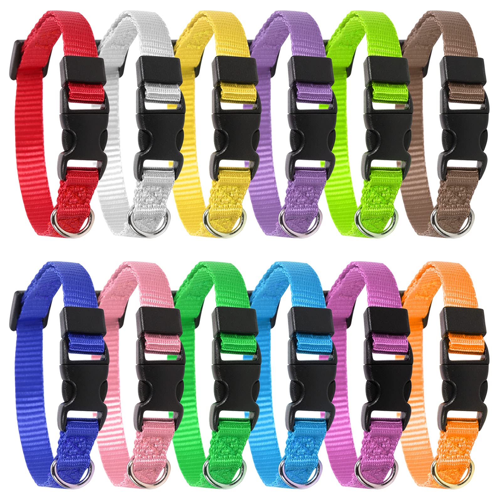 Yorgewd 12 Pack Puppy Collars, Adjustable Dog Safety ID Collars Whelping Kits for Puppies, Small Dogs and Cats (Multicolor, 21.5-33CM)