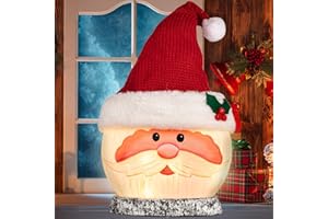 Protado Lighted Christmas Santa Claus Lamp, Crystal Glass Night Lights with Santa Claus Hat Christmas Decor for Thanksgiving Xmas New Year Holidays Home Decor, Ideal Xmas Gift Winter Indoor Decoration