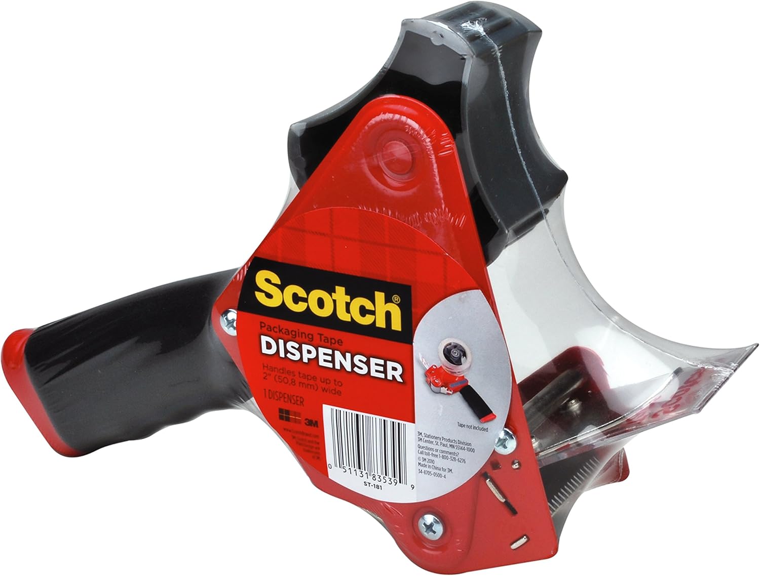 Scotch Packaging Tape Dispenser ST-181, Designed for Standard 3" Core Rolls, Foam Handle, Retractable Blade and Adjustable Brake : Tape Flag Dispensers : Office Products