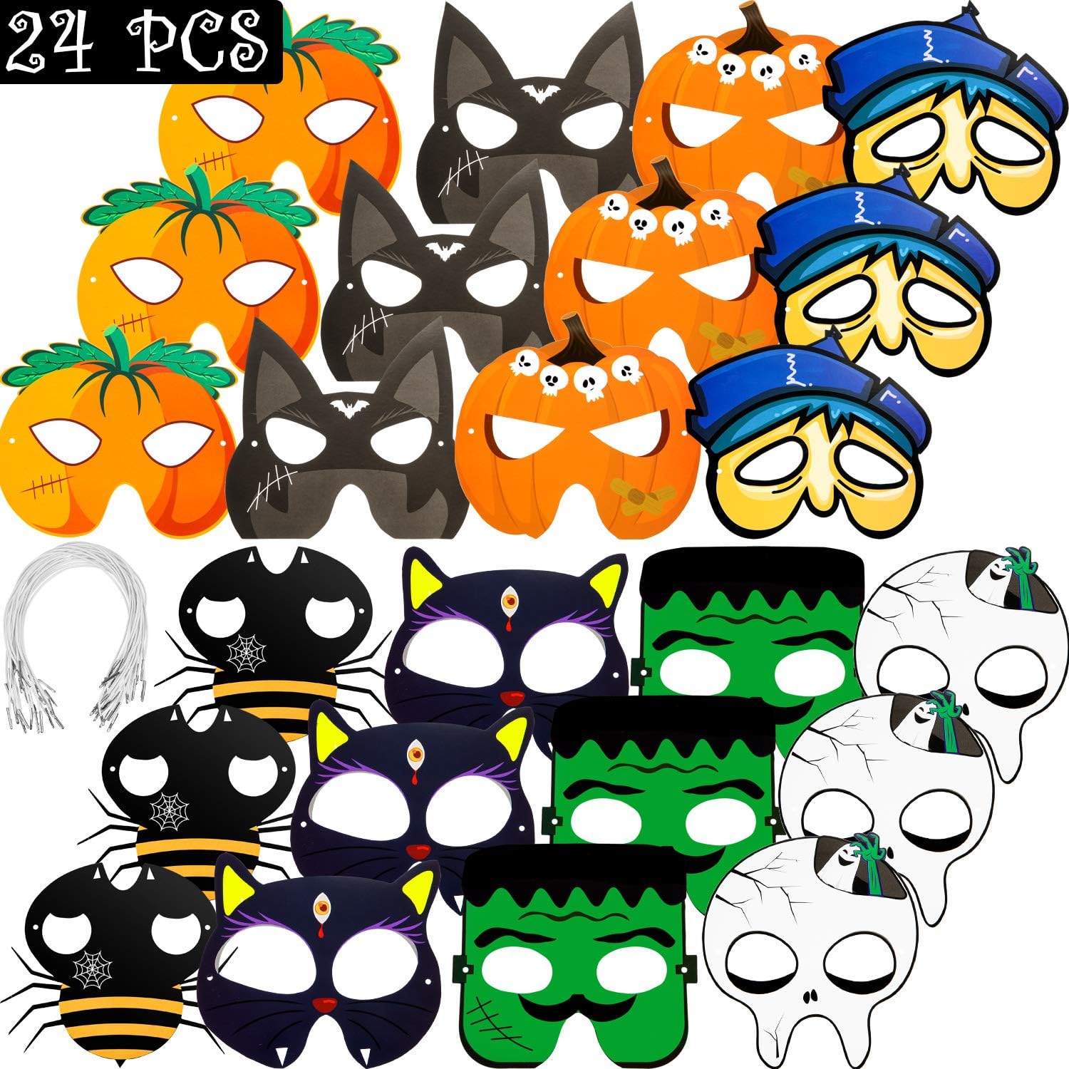24 Pieces Halloween Paper Mask Craft Kits Masks for