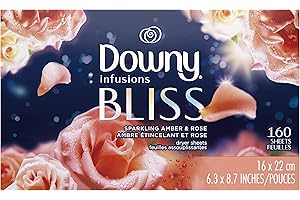 Downy Infusions Fabric Softener Dryer Sheets, Bliss, Sparkling amber & rose 160 count