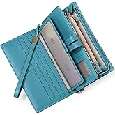 SENDEFN Women's Wallet Large Capacity RFID Blocking Leather Wallets Credit Cards Organizer with Checkbook Holder