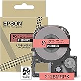 Epson LABELWORKS 212BMRPX Genuine PET (Polyester) Tape Cartridge - Black on Matte Red Designer Craft Label Maker Tape - 1/2" (12MM) Wide, 26'