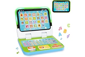 GMAOPHY Learning Toy for Kids 1 2 3 Year Old Boys Girls, Learning Laptop for Toddlers 1-3, Interactive Educational Toys with Music Sounds Lights, Christmas Birthday Gifts for Baby Kids Age 12-18 Months, Green