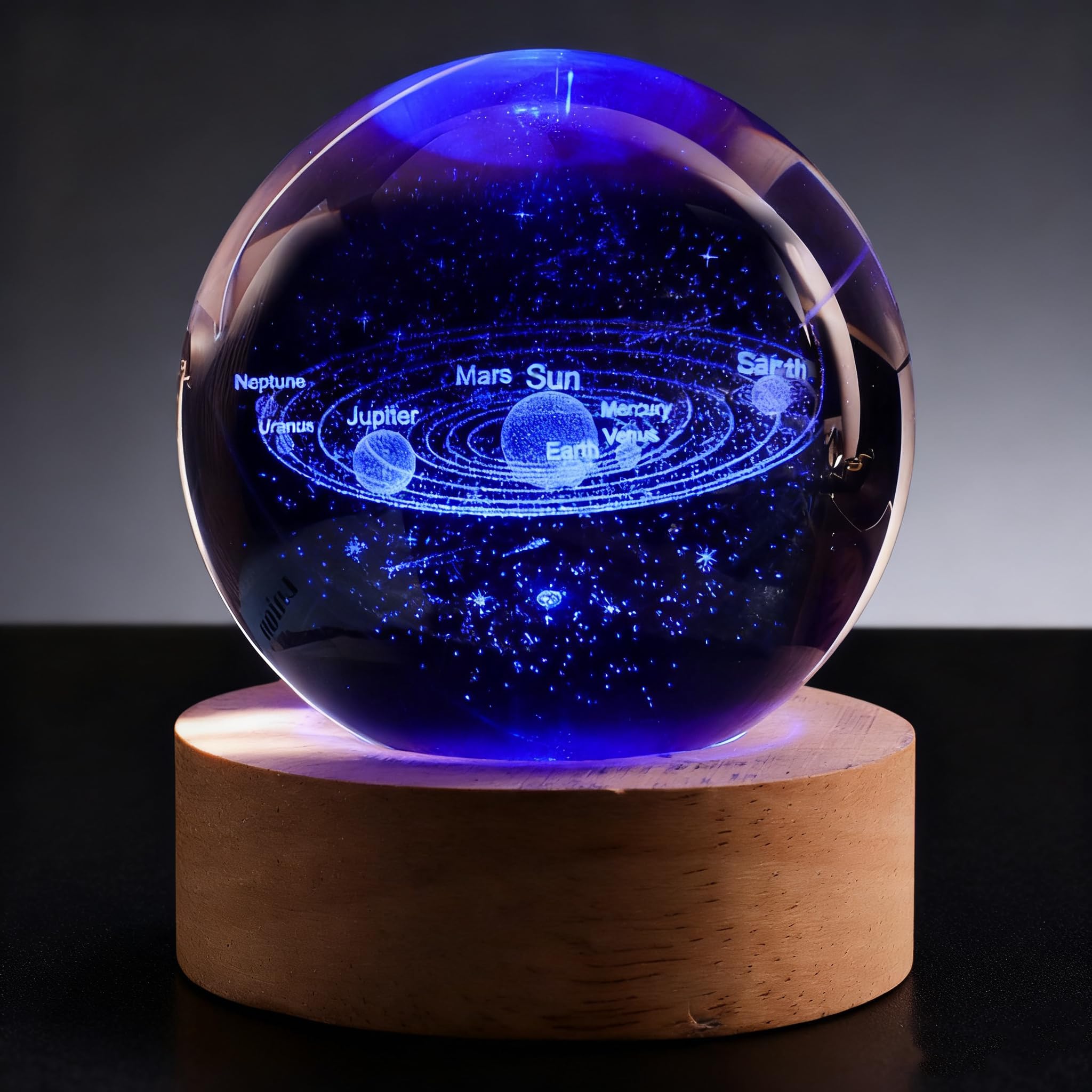 Photo 1 of 3D Solar System Crystal Ball, 2.4inch Universe Gifts Decorative Ball, Colorful Space Glass Laser Engraved Model Astronomy Display Sculpture Home Decor Crafts for Physics Enthusiasts Collectors Friends