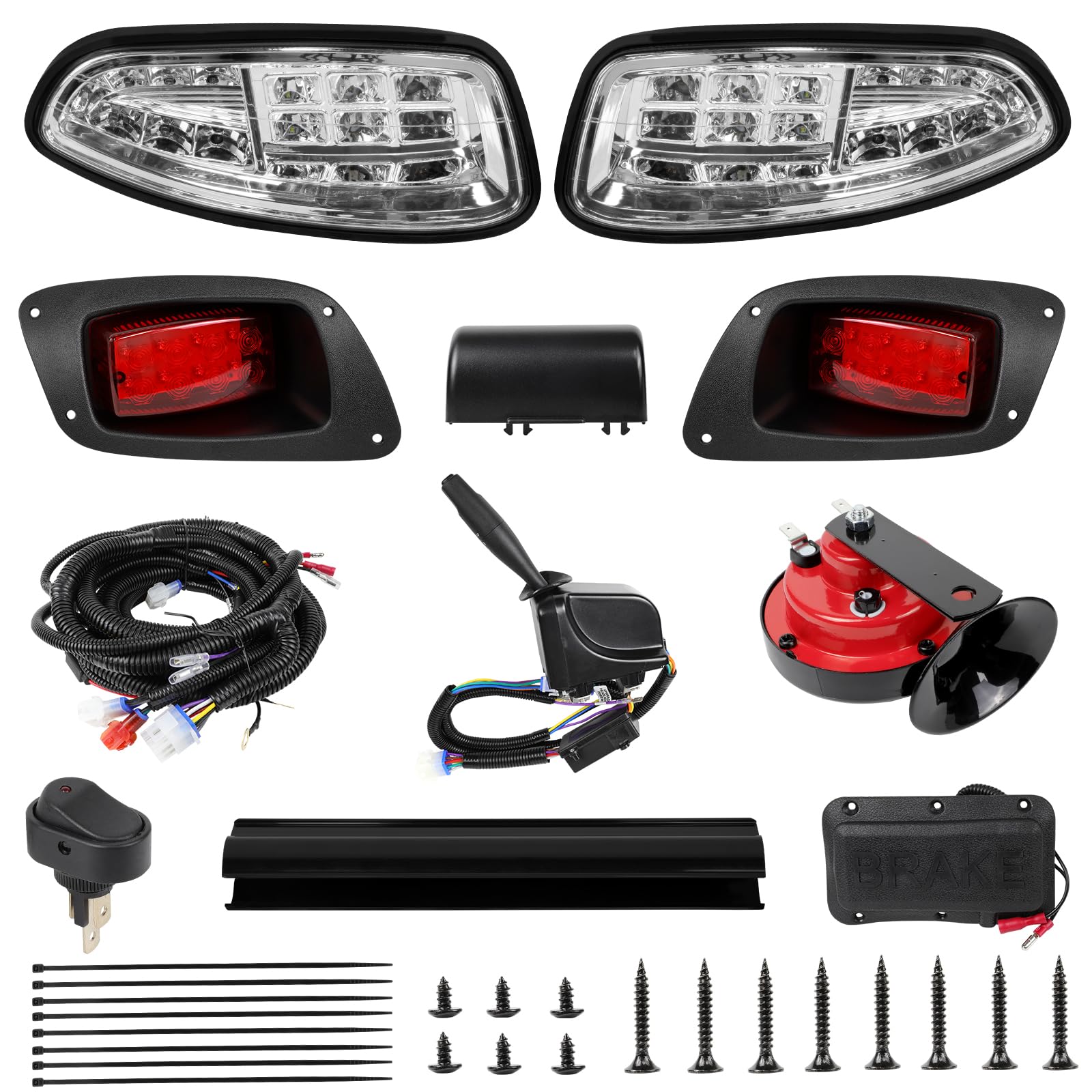 Photo 1 of KAKSEY Deluxe Golf Cart LED Headlight Tail Light Kits Fit for EZGO RXV 2016 +, 12V Street Legal Golf Cart Lights Kit with Turn Signals Kits, Brake Lights, Horn
