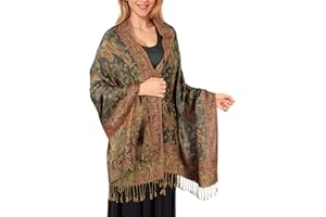 MUQU Women Pashmina Shawls and Wraps Scarf Soft Silky Reversible Paisley Scarves Shawl for Women